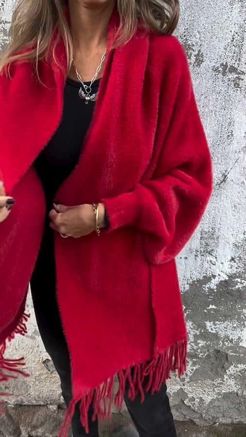 🥰Manteau châle à pompon quotidien à manches longues pour femme