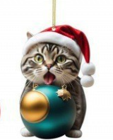🎄10 pièces😻Décorations de sapin de Noël en forme de chat✨Décorations de chat à suspendre