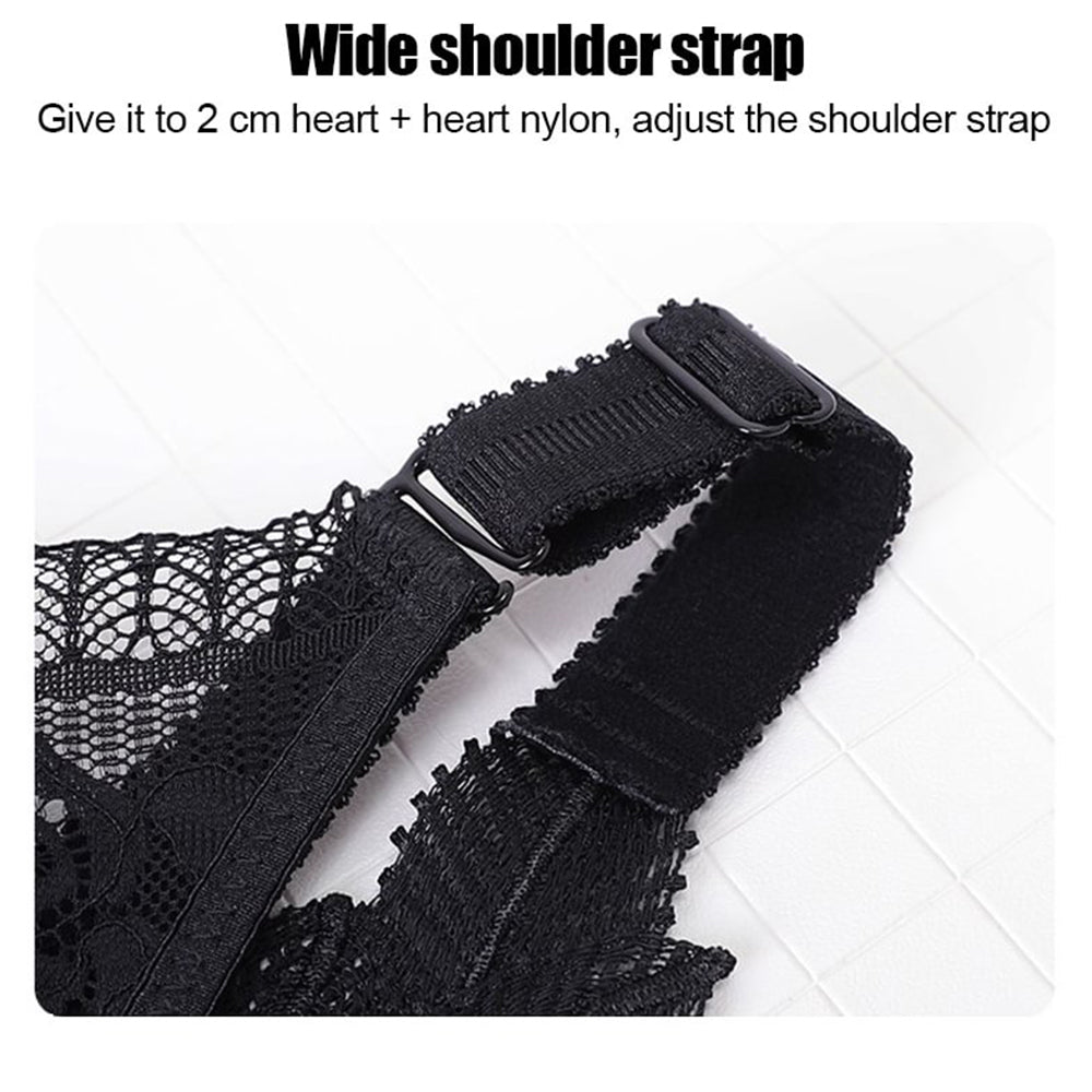 🔥Vente chaude 🔥Soutien-gorge sexy sans fil avec fermeture avant brodée rose