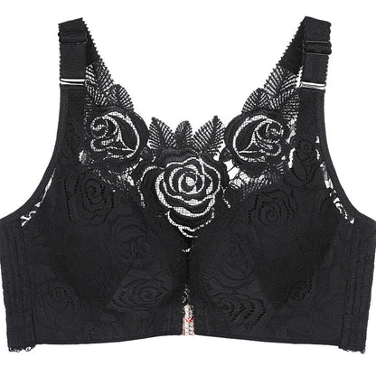 🔥Vente chaude 🔥Soutien-gorge sexy sans fil avec fermeture avant brodée rose