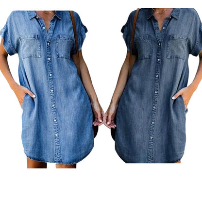 Robe décontractée en jean à manches courtes