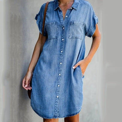 Robe décontractée en jean à manches courtes