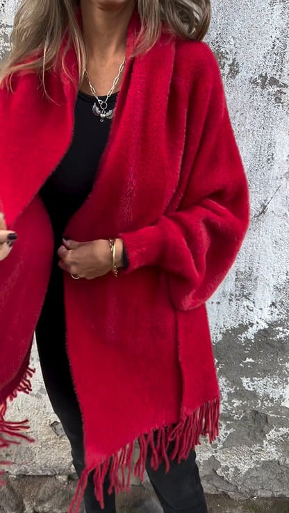 🥰Manteau châle à pompon quotidien à manches longues pour femme