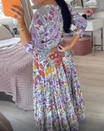 🔥49 % de réduction sur les nouveaux produits d'automne💃Robe longue décontractée à imprimé floral et col en V avec ceinture