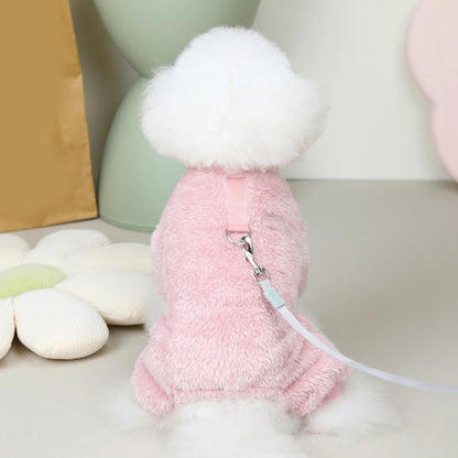 Salopette polaire élastique pour animaux de compagnie avec cordon de serrage