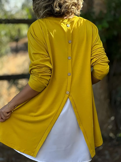 💙Maintenant remise 49% 💙T-shirt faux deux pièces à manches longues imprimé lettre