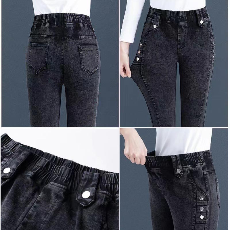 Jean skinny élastique en peluche chaude pour femme