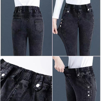 Jean skinny élastique en peluche chaude pour femme