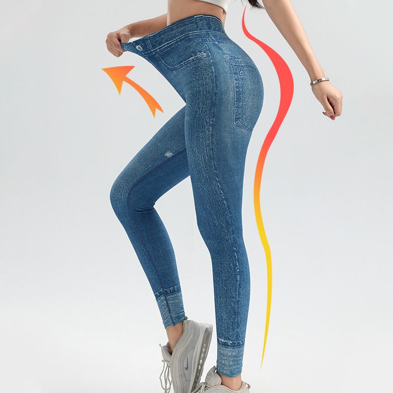 💥Compre dos y utilice el código de descuento: DAD15💥Leggings en denim extensible de fitness pour femmes Pantalon d'haltérophilie