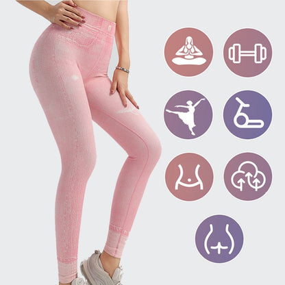 💥Compre dos y utilice el código de descuento: DAD15💥Leggings en denim extensible de fitness pour femmes Pantalon d'haltérophilie
