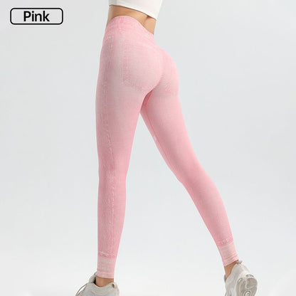 💥Compre dos y utilice el código de descuento: DAD15💥Leggings en denim extensible de fitness pour femmes Pantalon d'haltérophilie