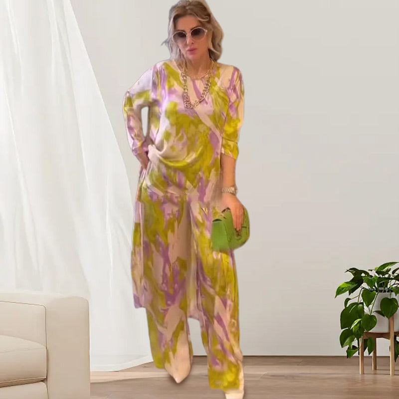 🦋 Vente chaude 40 % de réduction 💖Ensemble 2 pièces ample décontracté : ensemble haut et pantalon imprimés à ourlet long