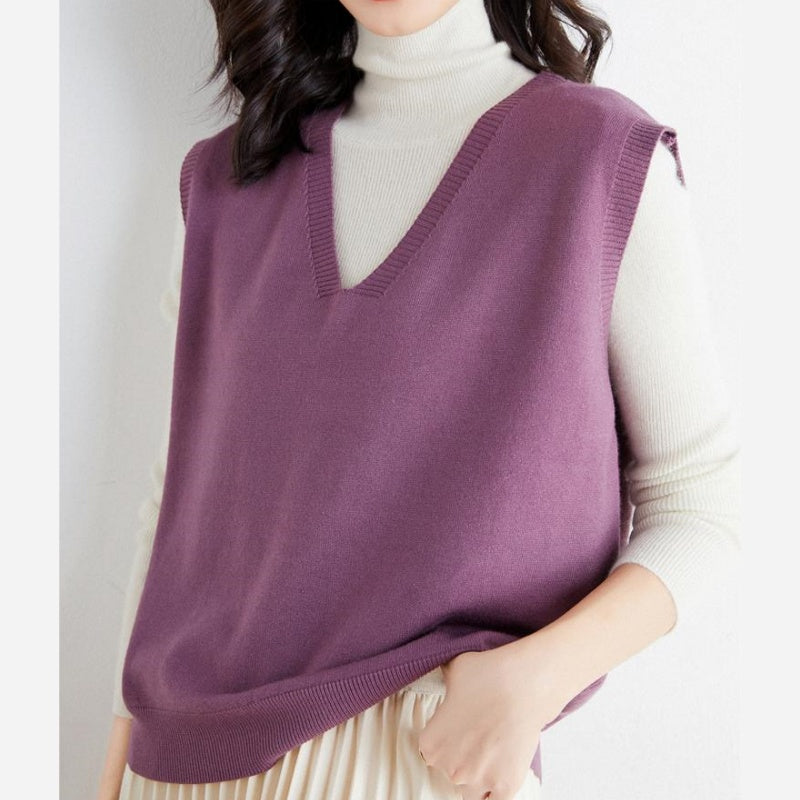 Gilet en tricot ultra-doux à col en V pour femme