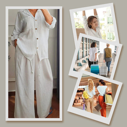 🌺VENTE CHAUDE 49% DE RÉDUCTION🌺Ensemble 2 pièces - Top à cordon de serrage et pantalon à jambe large