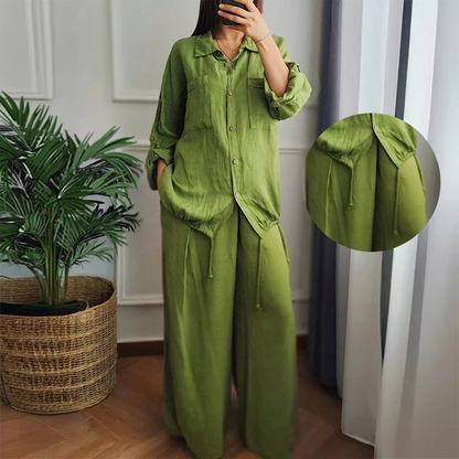 🌺VENTE CHAUDE 49% DE RÉDUCTION🌺Ensemble 2 pièces - Top à cordon de serrage et pantalon à jambe large