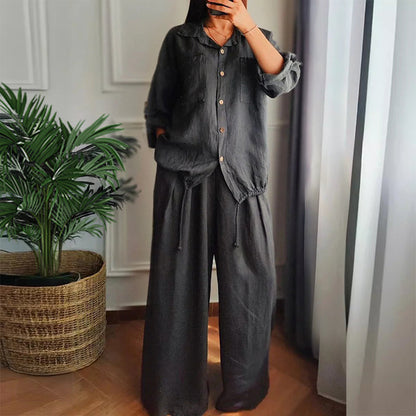 🌺VENTE CHAUDE 49% DE RÉDUCTION🌺Ensemble 2 pièces - Top à cordon de serrage et pantalon à jambe large