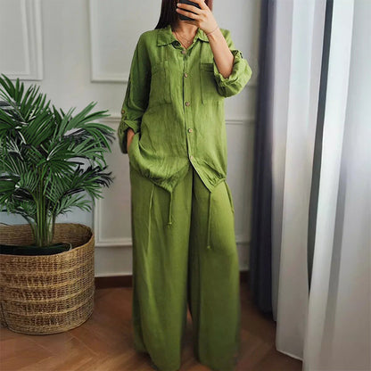 🌺VENTE CHAUDE 49% DE RÉDUCTION🌺Ensemble 2 pièces - Top à cordon de serrage et pantalon à jambe large