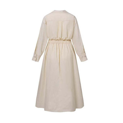 Robe chemise à col en pur coton pour femme