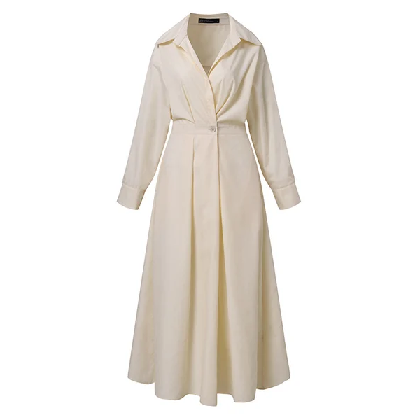 Robe chemise à col en pur coton pour femme