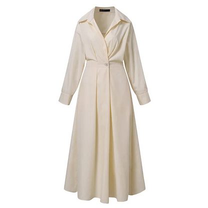 Robe chemise à col en pur coton pour femme