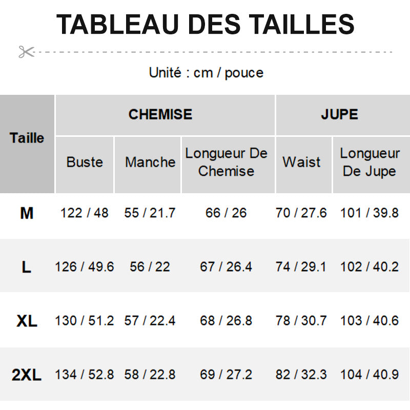 Ensemble 2 pièces élégant bleu foncé : chemise à revers + jupe