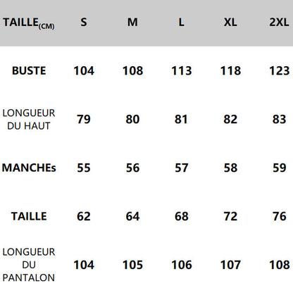Ensemble 2 pièces élégant haut imprimé à manches longues + pantalon large