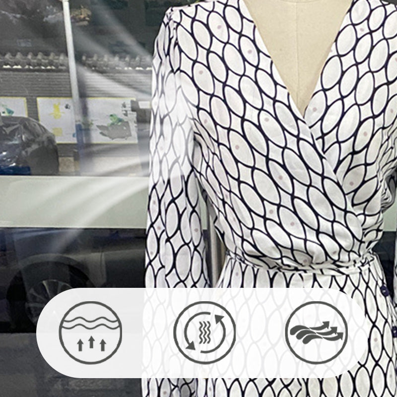 Ensemble 2 pièces imprimé tendance : haut ample à manches longues + pantalon large taille haute