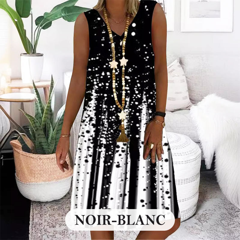 Robe Fleurie Sans Manches à Col en V pour Femme