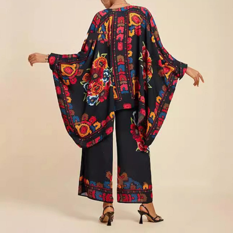 🔥Livraison gratuite🔥Ensemble 2 pièces femme : costume décontracté chemise chauve-souris