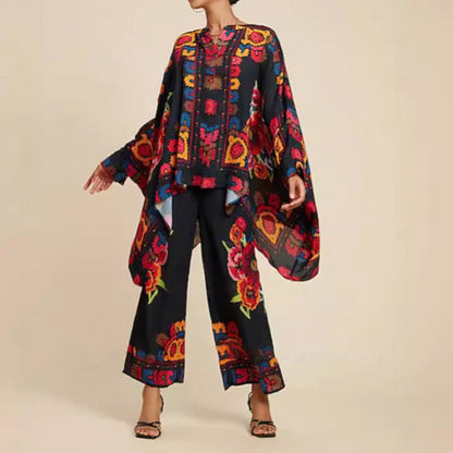 🔥Livraison gratuite🔥Ensemble 2 pièces femme : costume décontracté chemise chauve-souris