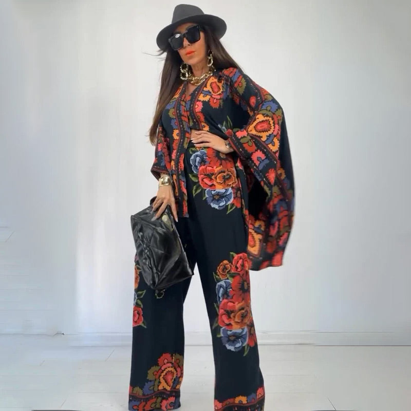 🔥Livraison gratuite🔥Ensemble 2 pièces femme : costume décontracté chemise chauve-souris