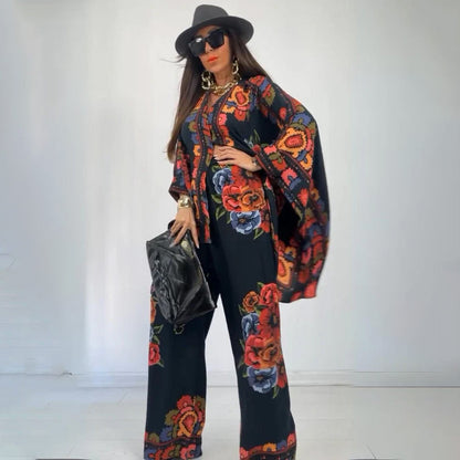 🔥Livraison gratuite🔥Ensemble 2 pièces femme : costume décontracté chemise chauve-souris