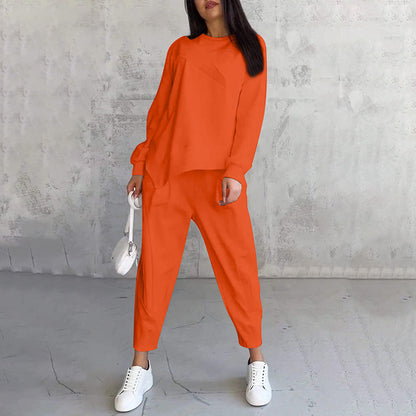Ensemble Sweatshirts et pantalons à manches longues et ourlet irrégulier pour femmes