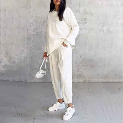 Ensemble Sweatshirts et pantalons à manches longues et ourlet irrégulier pour femmes