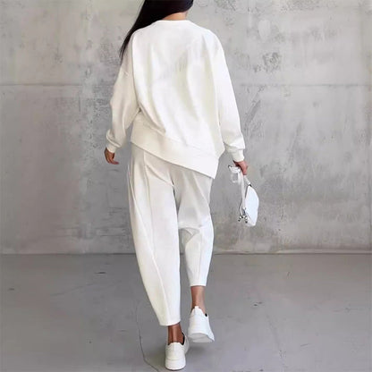 Ensemble Sweatshirts et pantalons à manches longues et ourlet irrégulier pour femmes