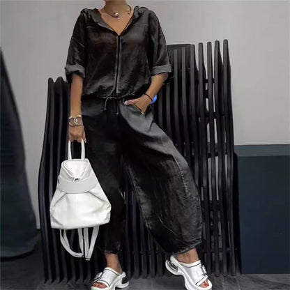 Ensemble deux pièces haut et pantalon décontracté pour femme