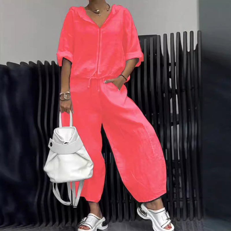 Ensemble deux pièces haut et pantalon décontracté pour femme