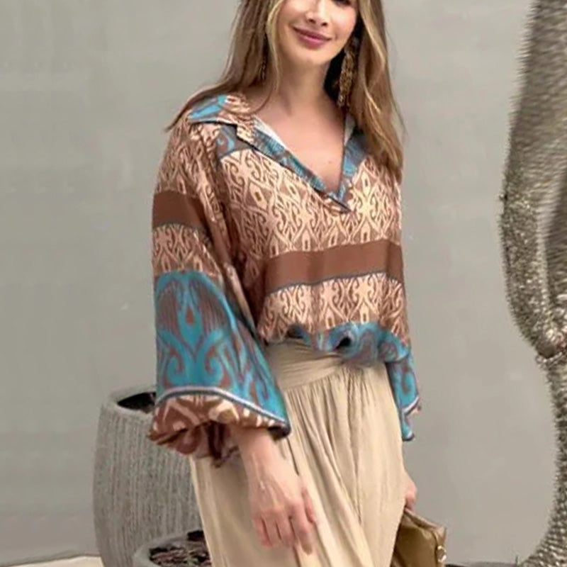 🔥Réduction à durée limitée de 49 %🔥Ensemble deux pièces haut imprimé + pantalon large