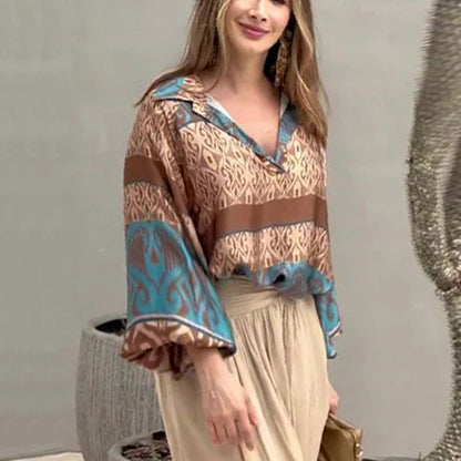 🔥Réduction à durée limitée de 49 %🔥Ensemble deux pièces haut imprimé + pantalon large