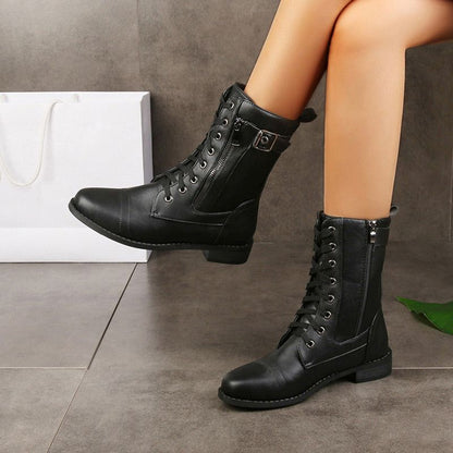 👢Soldes 49 % de réduction – Bottes orthopédiques à bout rond et fermeture éclair latérale pour femmes
