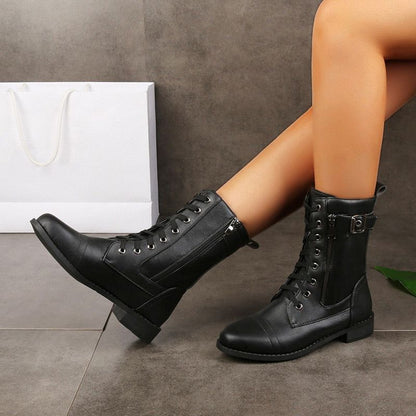 👢Soldes 49 % de réduction – Bottes orthopédiques à bout rond et fermeture éclair latérale pour femmes