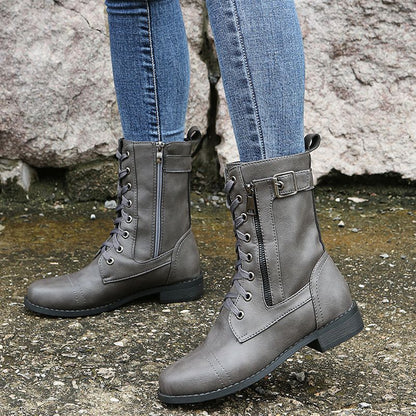 👢Soldes 49 % de réduction – Bottes orthopédiques à bout rond et fermeture éclair latérale pour femmes