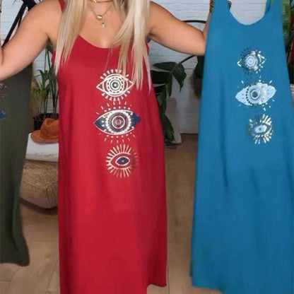 Robe longue sans manches à imprimé graphique pour femmes