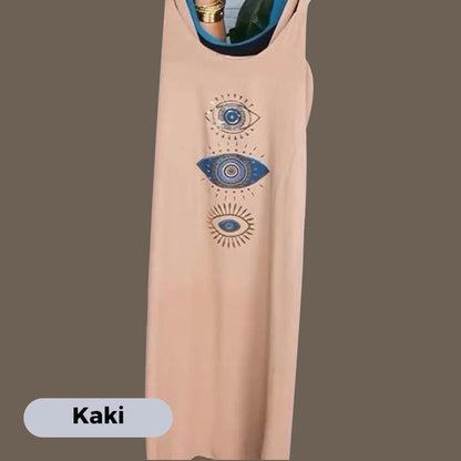 Robe longue sans manches à imprimé graphique pour femmes