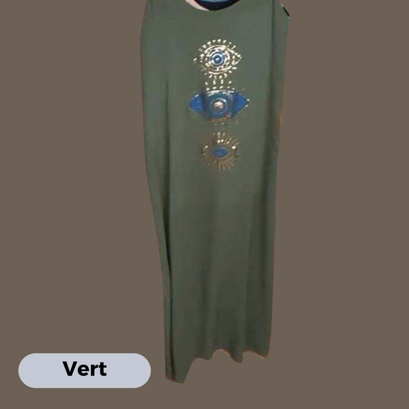 Robe longue sans manches à imprimé graphique pour femmes