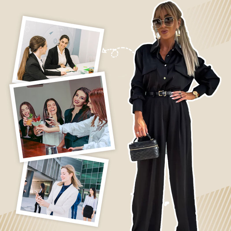 ✈️Livraison gratuite🔥Ensemble 2 Pièces Décontracté pour Femmes : Chemise à Manches Longues et Pantalon Ample