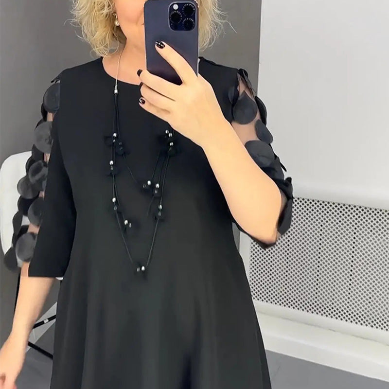 【💥49% de réduction💥】👗Robe évasée grande taille avec décoration à pois👗