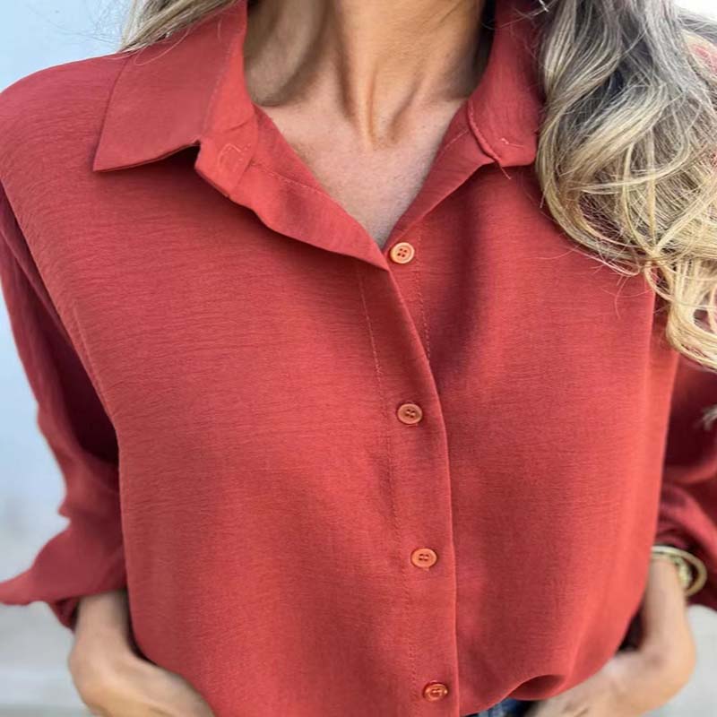 Chemise boutonnée élégante de couleur unie pour femme