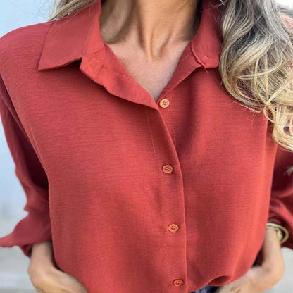 Chemise boutonnée élégante de couleur unie pour femme