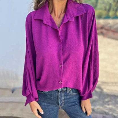 Chemise boutonnée élégante de couleur unie pour femme